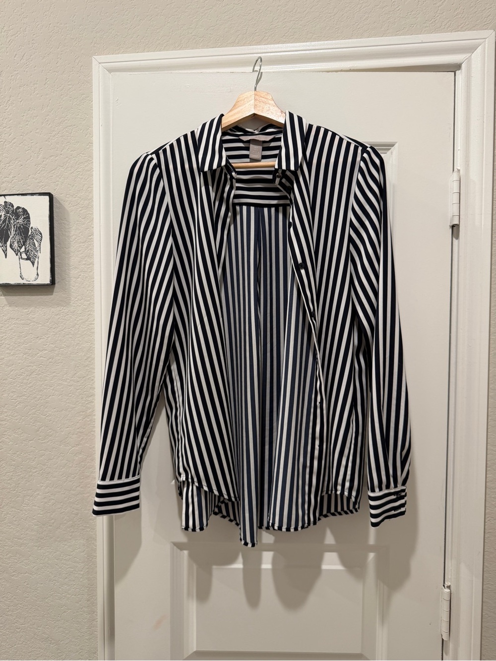 H&M Black and White Vertical Stripe Button-Down Shirt